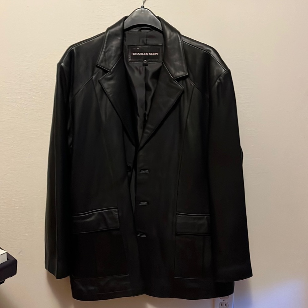 Charles Klein leather black jacket XXL